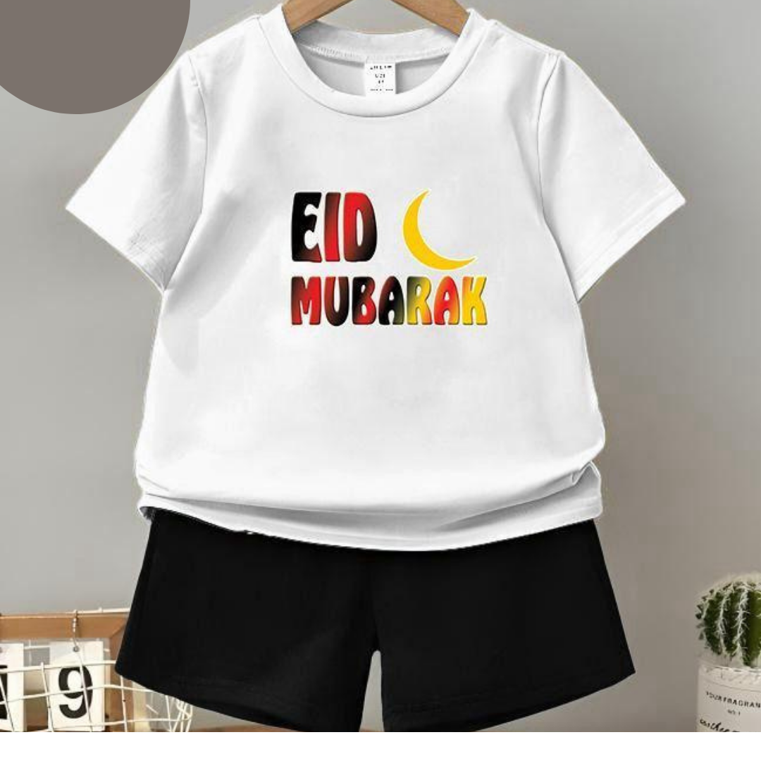 Stylish Kids' Printed Jersey Tracksuit – 2-Piece Shirt & Shorts Set